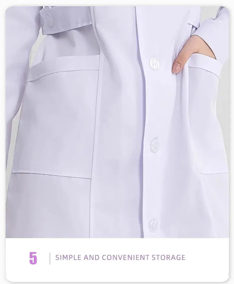 Women's white medical gown, cotton nurse medical uniform, hospital workwear, scientific laboratory pharmacy professional work uniform MedSurgery Store For Digital Health