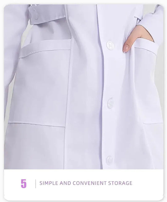 Women's white medical gown, cotton nurse medical uniform, hospital workwear, scientific laboratory pharmacy professional work uniform MedSurgery Store For Digital Health