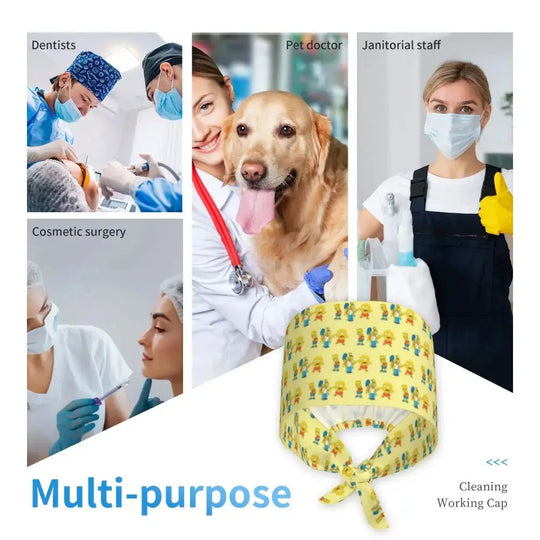 Customized The Simpsons Cartoon Cartoon Medical Staff Scrubs Hat Men Women Doctor Nursing Surgical Scrub Caps MedSurgery Store For Digital Health