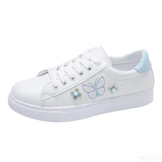 Women's New White Shoes, Fashionable Breathable Flat Shoes, Leather Lace-up Casual Shoes, Comfortable and Versatile Women's Sneakers MedSurgery Store For Digital Health