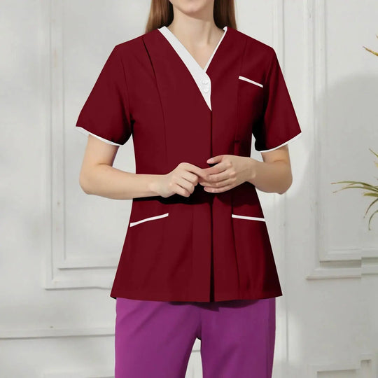 Filipina Medical Elite ISHOWTIENDA - Ergonomic Short Sleeve Clinical Uniform with V-Neck CJdropshipping