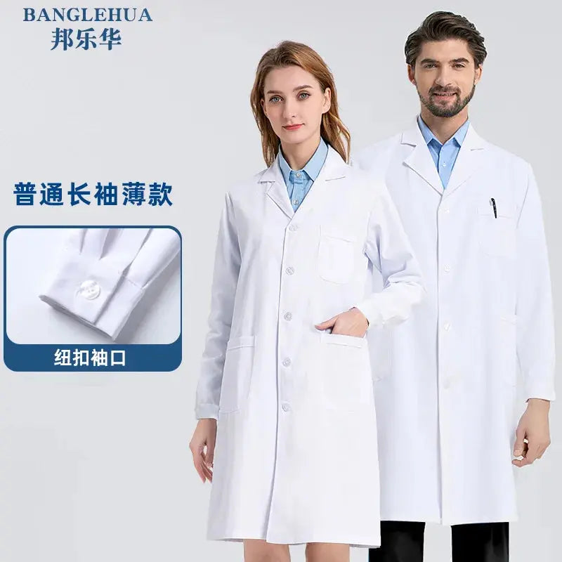 Unisex white cotton and polyester medical gown, scientist lab coat, doctor workwear, uniform, food gown, lab coat, men's coat MedSurgery Store For Digital Health