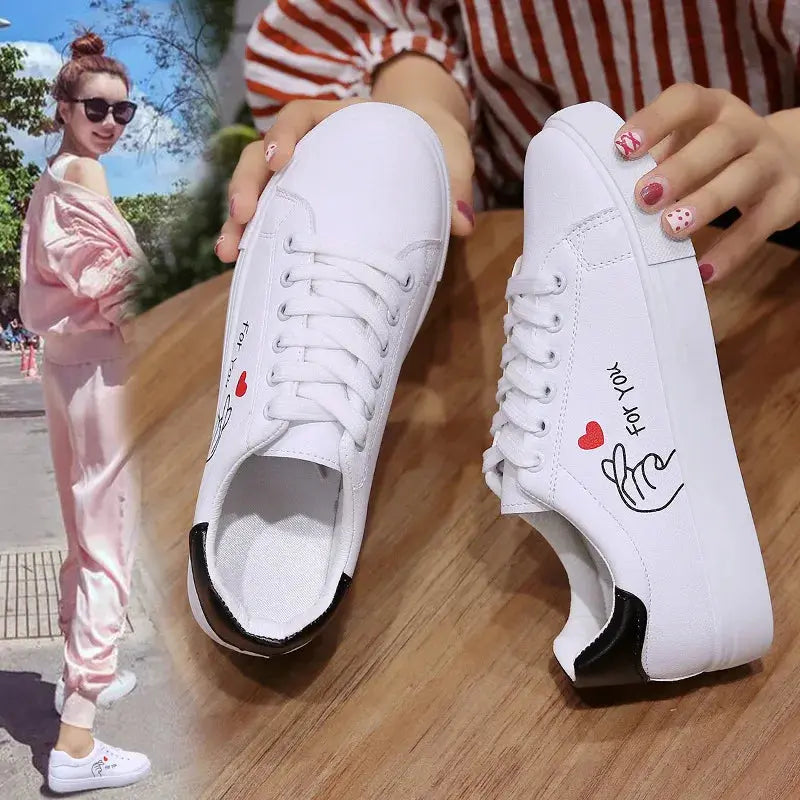 Fashionable white breathable running shoes for women, new casual lace-up shoes with embroidered flowers for spring and autumn MedSurgery Store For Digital Health