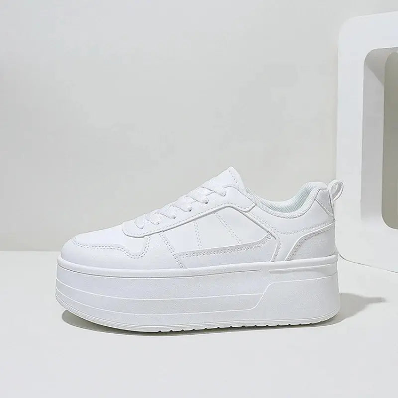 Women's white sneakers, high quality leather casual shoes, women's designer high rise athletic shoes, vulcanized shoe with platform MedSurgery Store For Digital Health