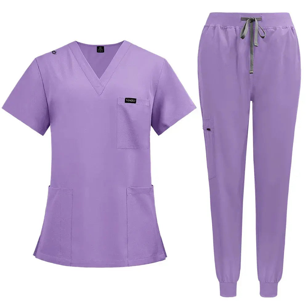 Short Sleeve Women's Scrubs - Nurse Scrubs Comfortable and Protective Scrubs for Hospital, Insulation and Skin Care (94% Polyester + 6% Spandex) CJdropshipping