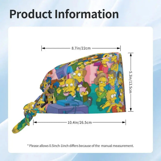 Customized The Simpsons Cartoon Cartoon Medical Staff Scrubs Hat Men Women Doctor Nursing Surgical Scrub Caps MedSurgery Store For Digital Health