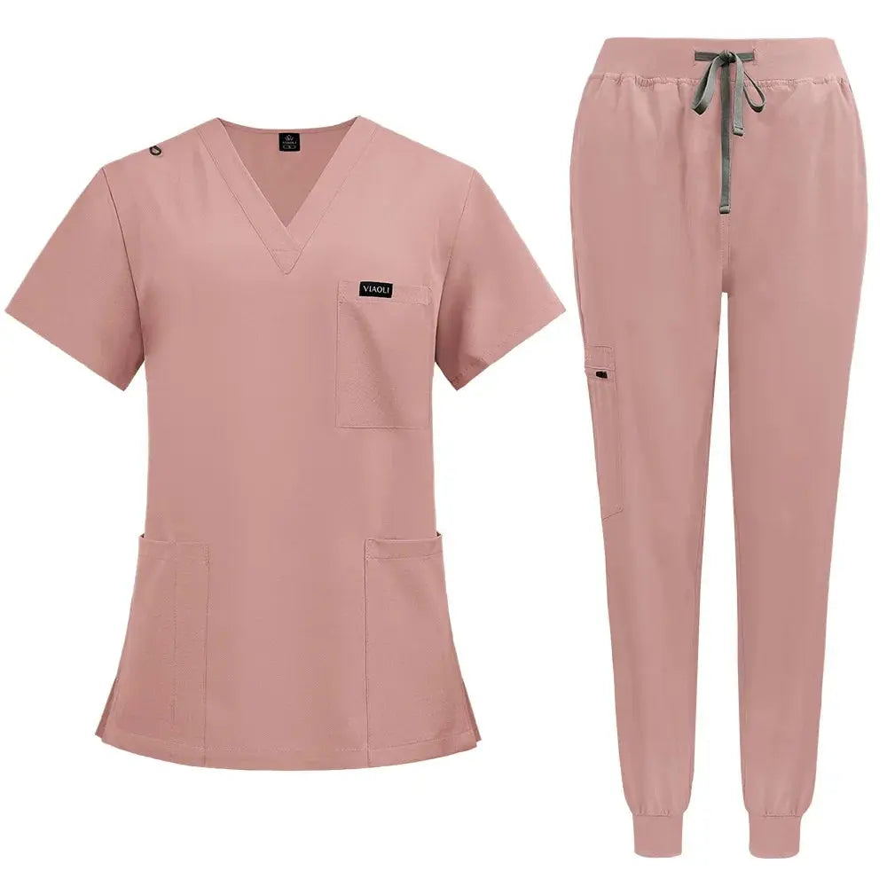 Short Sleeve Women's Scrubs - Nurse Scrubs Comfortable and Protective Scrubs for Hospital, Insulation and Skin Care (94% Polyester + 6% Spandex) CJdropshipping