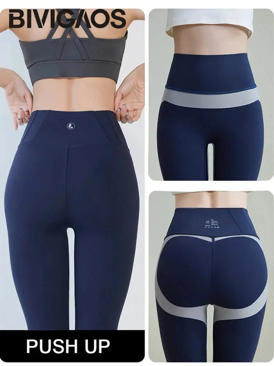 BIVIGAOS 2025 Spring Summer New Red Plum 3D Nude Feeling Nude Sharkskin Leggings Slim Women Sexy Sport Yoga Push Up Fitness Leggings MedSurgery Store For Digital Health
