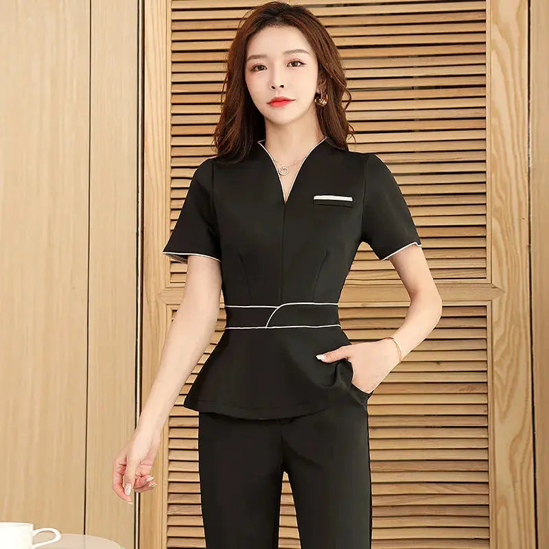 Summer aesthetic uniform, short sleeve beauty salon suit, women's spa beautician clothing, Hotel massage workwear, Korean jumpsuits-BC MedSurgery Store For Digital Health