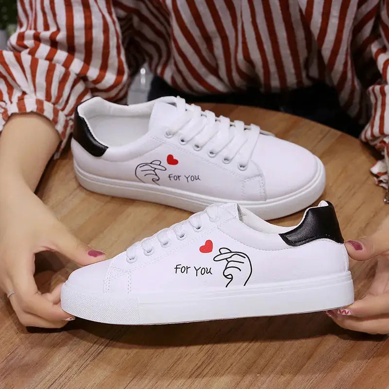 Fashionable white breathable running shoes for women, new casual lace-up shoes with embroidered flowers for spring and autumn MedSurgery Store For Digital Health