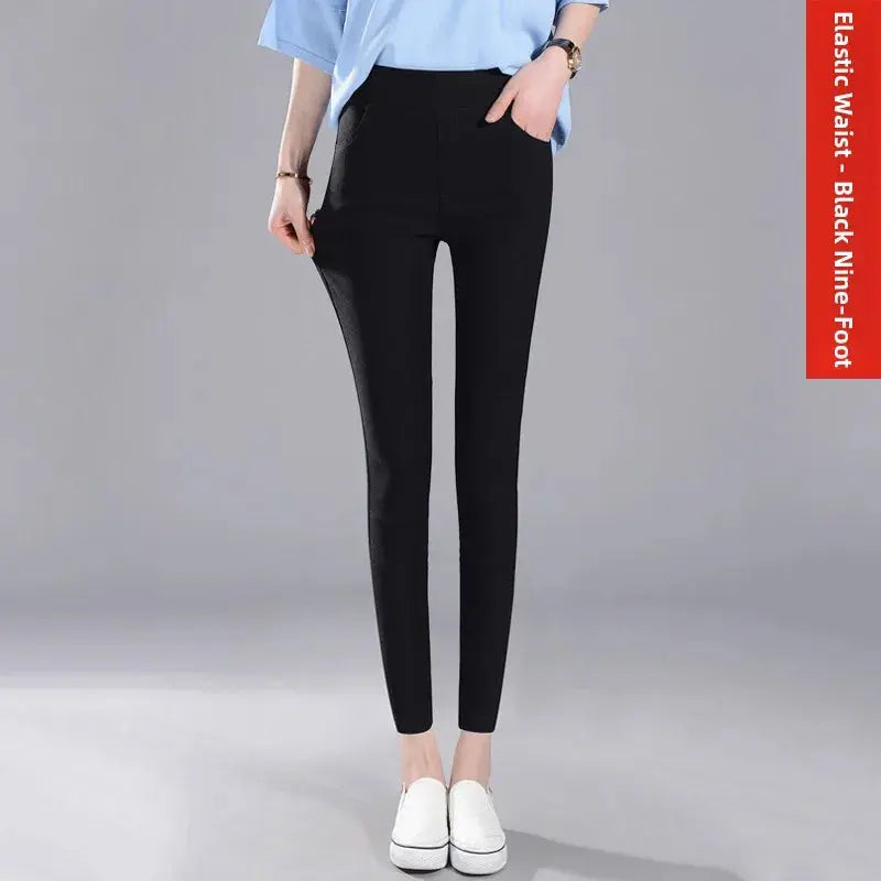 Women's high waist white thin leggings, summer eighteen adeazant plones, small foot plones sie... MedSurgery Store For Digital Health