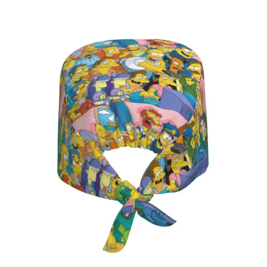 Customized The Simpsons Cartoon Cartoon Medical Staff Scrubs Hat Men Women Doctor Nursing Surgical Scrub Caps MedSurgery Store For Digital Health