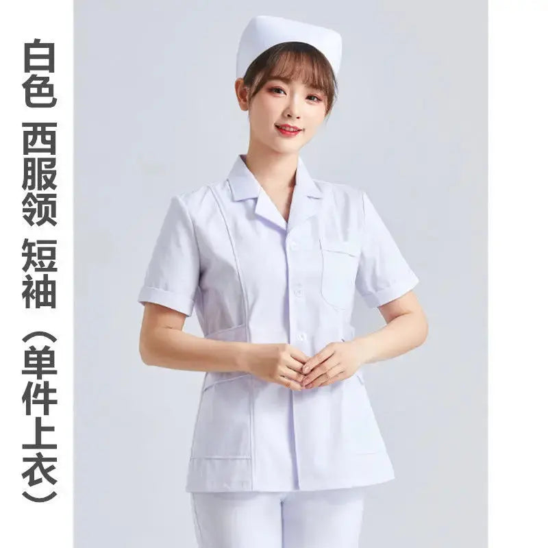 Elite White Nurse Uniform - Women's Short Sleeve Adjustable Scrub Top CJdropshipping