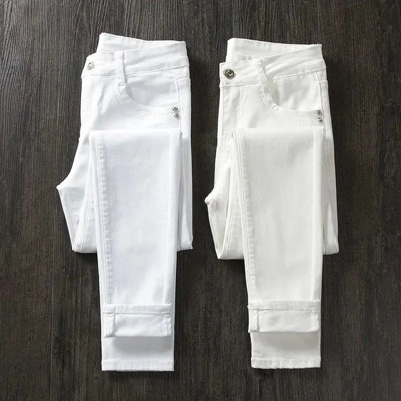 Women's White Skinny Pants, High Waist Long Skinny Jeans, Stretchy, Fashionable, Spring, Summer and Fall, 2022 MedSurgery Store For Digital Health