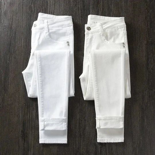 Women's White Skinny Pants, High Waist Long Skinny Jeans, Stretchy, Fashionable, Spring, Summer and Fall, 2022 MedSurgery Store For Digital Health