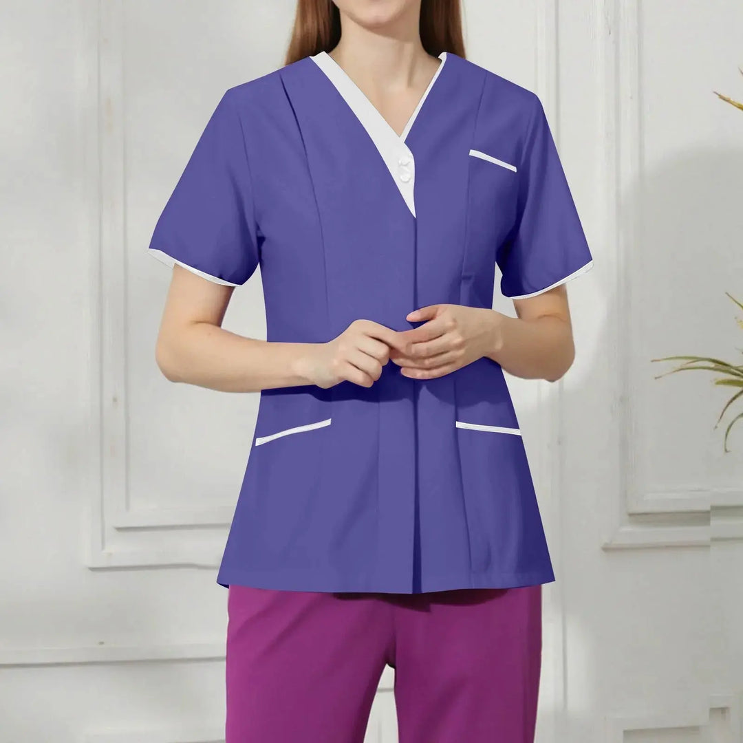 Filipina Medical Elite ISHOWTIENDA - Ergonomic Short Sleeve Clinical Uniform with V-Neck CJdropshipping