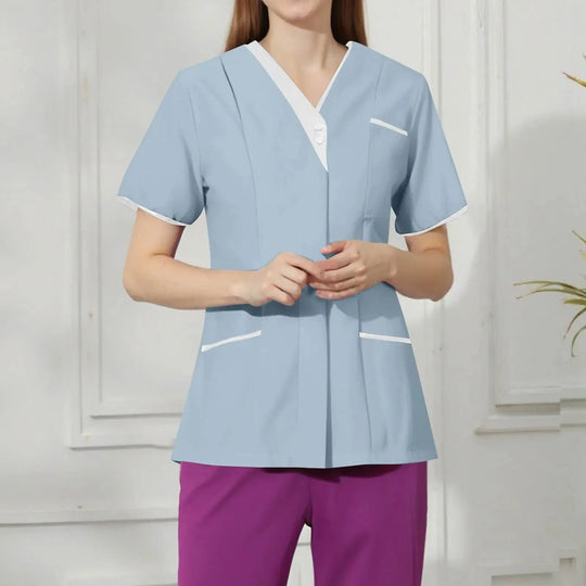 Filipina Medical Elite ISHOWTIENDA - Ergonomic Short Sleeve Clinical Uniform with V-Neck CJdropshipping
