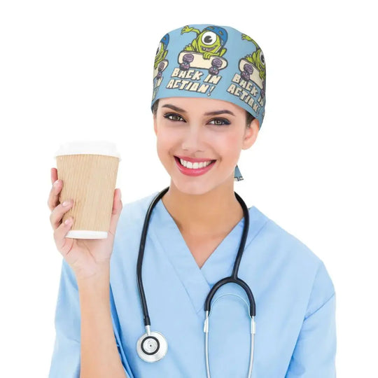 Customized adjustable work cap with Monsters University cartoon, surgical cap for men and women, surgical cap for nursing, doctor and surgeon MedSurgery Store For Digital Health