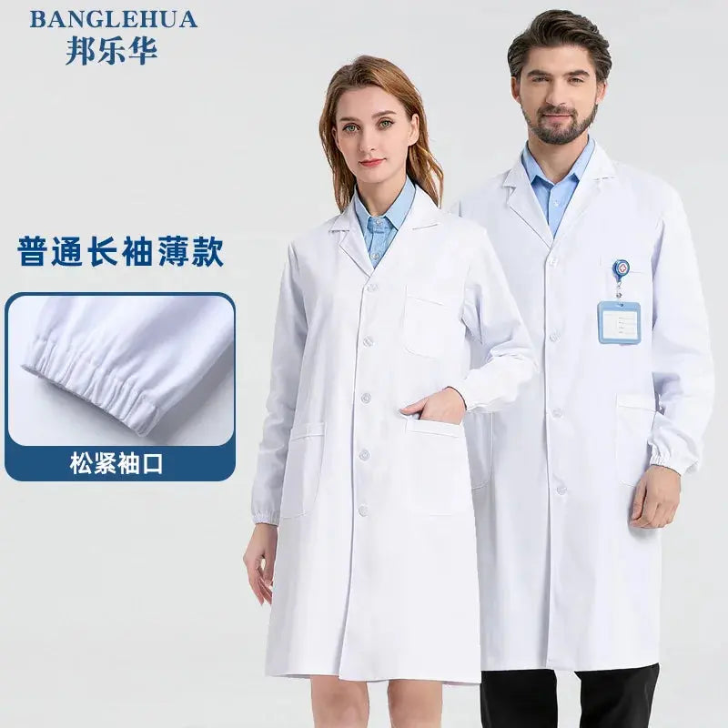 Unisex white cotton and polyester medical gown, scientist lab coat, doctor workwear, uniform, food gown, lab coat, men's coat MedSurgery Store For Digital Health