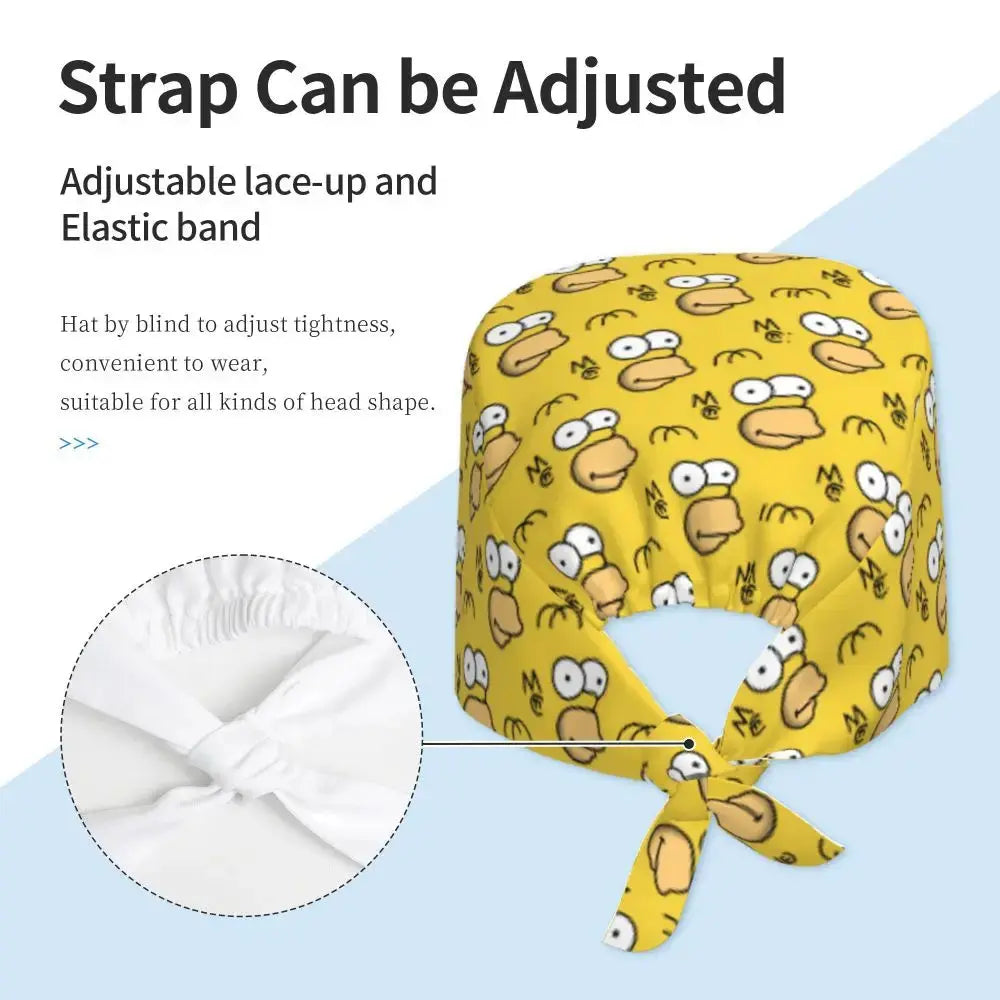Customized The Simpsons Cartoon Cartoon Medical Staff Scrubs Hat Men Women Doctor Nursing Surgical Scrub Caps MedSurgery Store For Digital Health