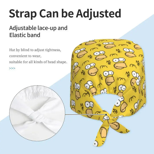 Customized The Simpsons Cartoon Cartoon Medical Staff Scrubs Hat Men Women Doctor Nursing Surgical Scrub Caps MedSurgery Store For Digital Health