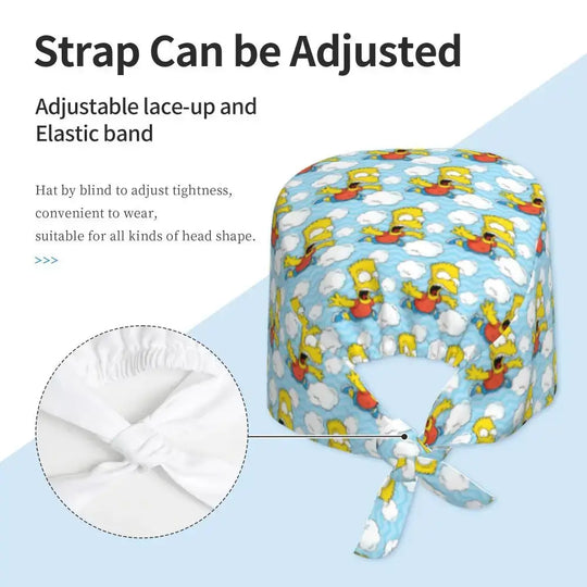 Customized The Simpsons Cartoon Cartoon Medical Staff Scrubs Hat Men Women Doctor Nursing Surgical Scrub Caps MedSurgery Store For Digital Health