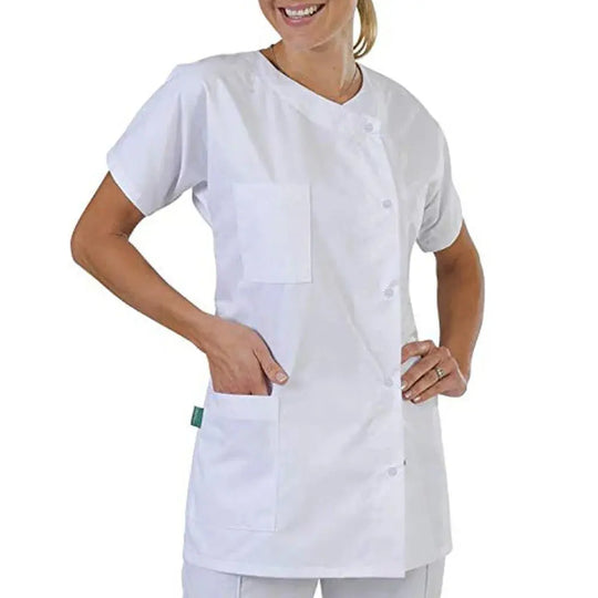 Women's nurse scrub top, white scrubs, uniform set, Clinical Uniforms, workwear, nurse esthetician scrubs, Tops MedSurgery Store For Digital Health