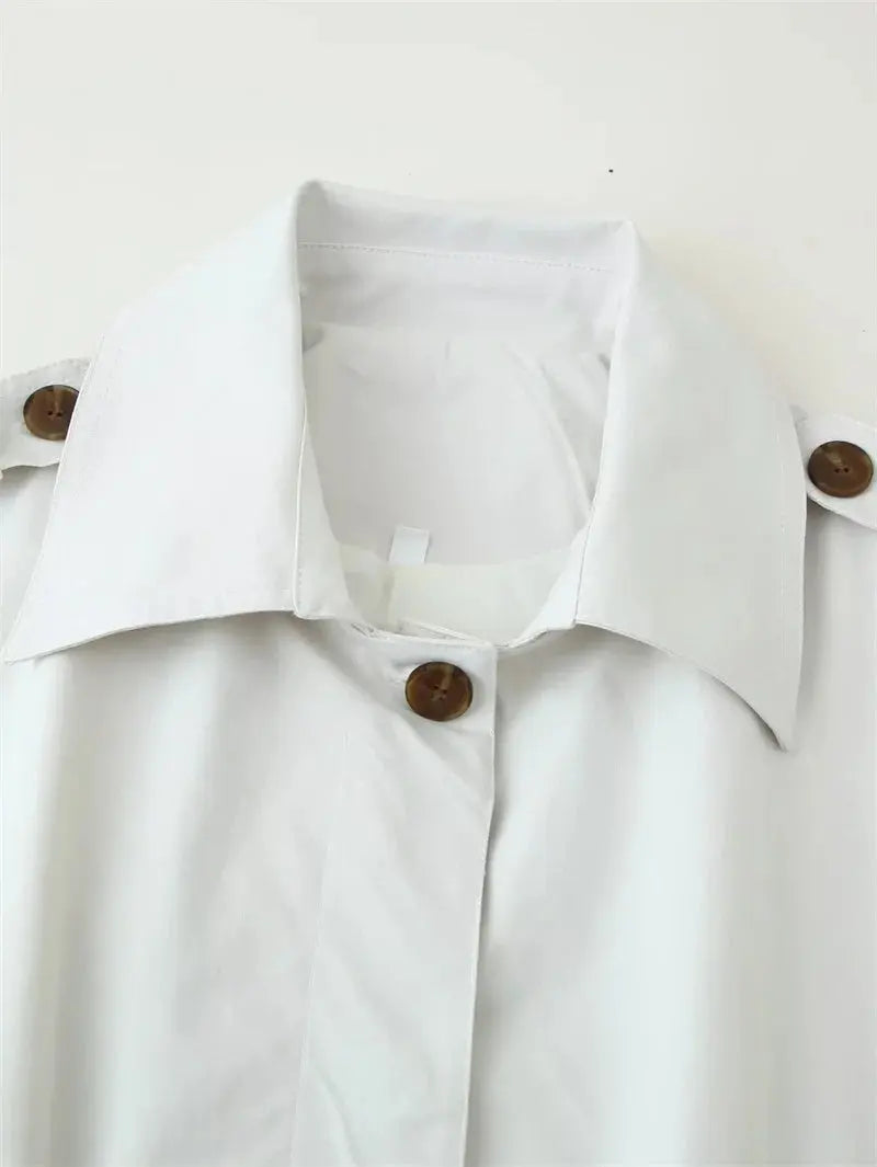 Women's trench coat, new cropped coat with belt, lapel, stylish casual top for women 2025 MedSurgery Store For Digital Health