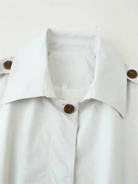 Women's trench coat, new cropped coat with belt, lapel, stylish casual top for women 2025 MedSurgery Store For Digital Health