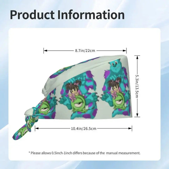 Customized adjustable work cap with Monsters University cartoon, surgical cap for men and women, surgical cap for nursing, doctor and surgeon MedSurgery Store For Digital Health