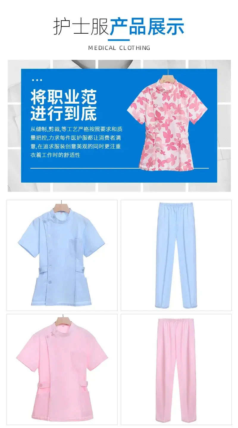 Pink short scrub set, medical uniform for nurse and Doctor, women's clothing, two piece nursing suit, salon hospital dress with logo MedSurgery Store For Digital Health