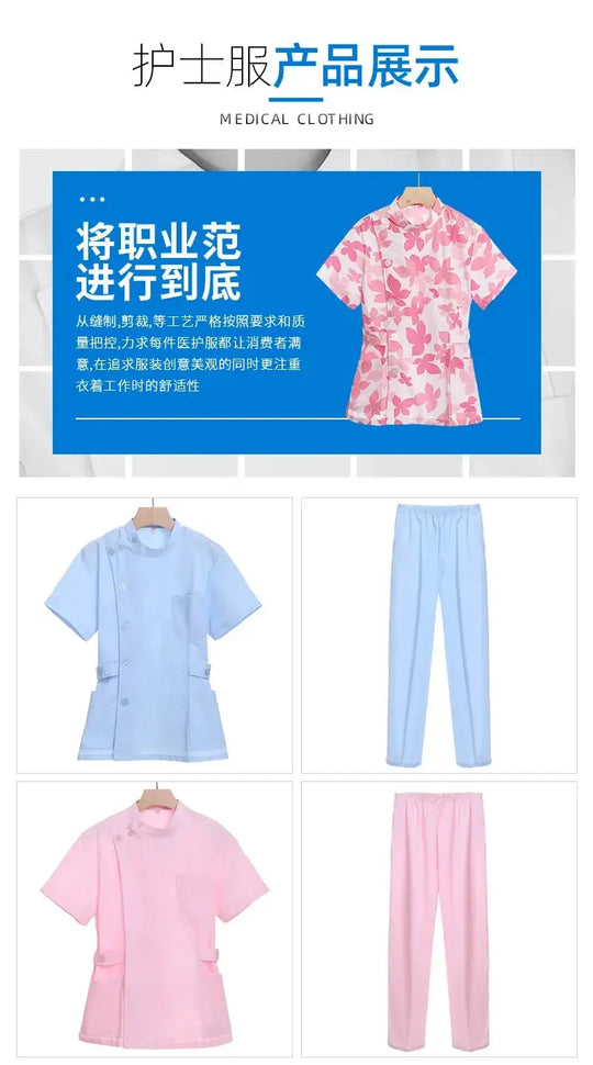 Pink short scrub set, medical uniform for nurse and Doctor, women's clothing, two piece nursing suit, salon hospital dress with logo MedSurgery Store For Digital Health