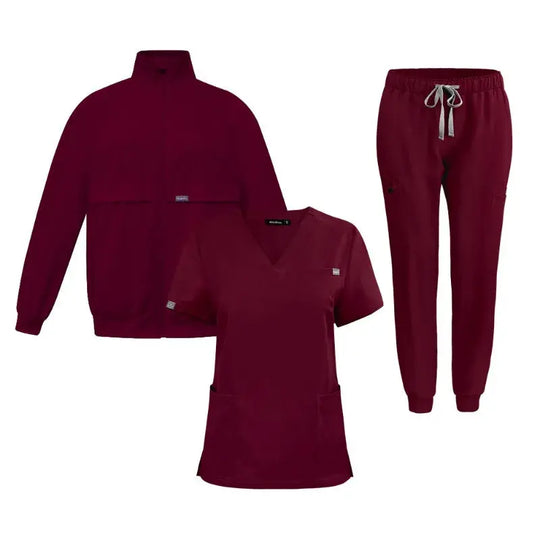 Work top, doctor and nurse uniform, single pants with more pockets, Dental scrub pants, Unisex scrubs, 3 piece set CJdropshipping