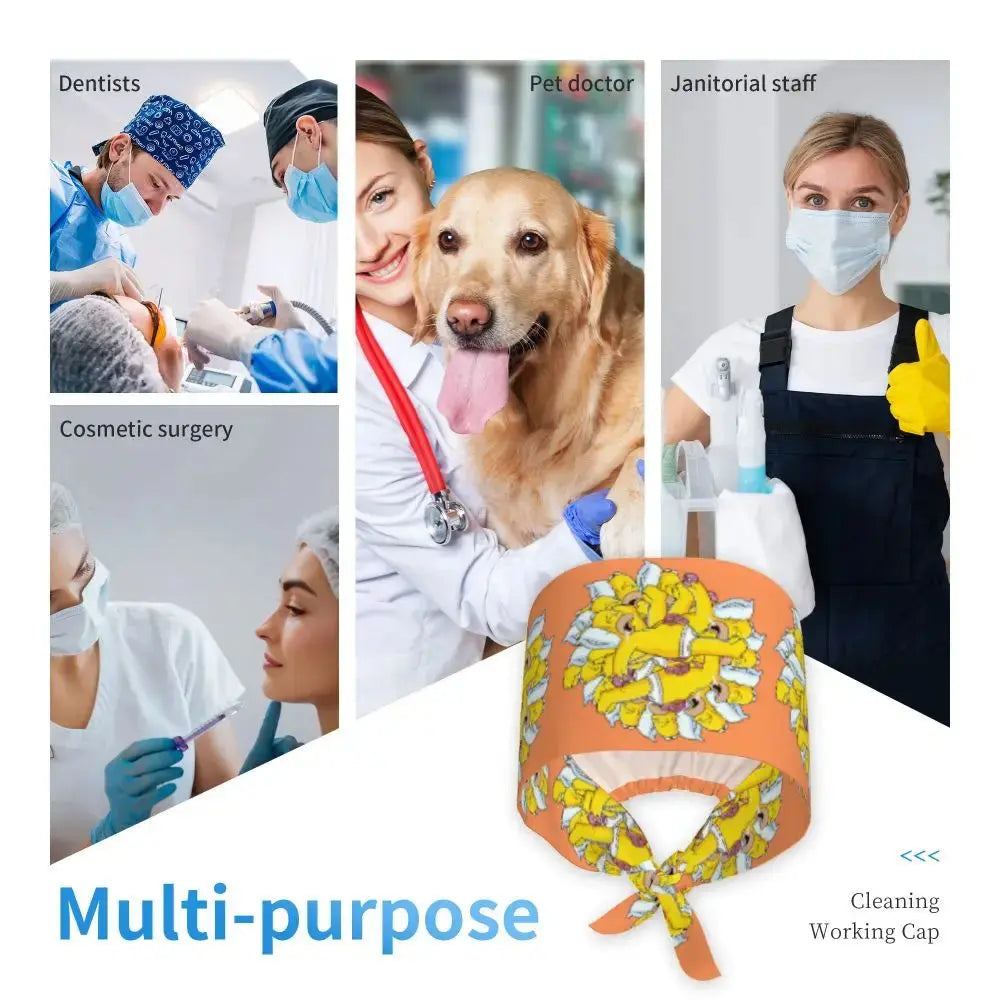 Customized The Simpsons Cartoon Cartoon Medical Staff Scrubs Hat Men Women Doctor Nursing Surgical Scrub Caps MedSurgery Store For Digital Health
