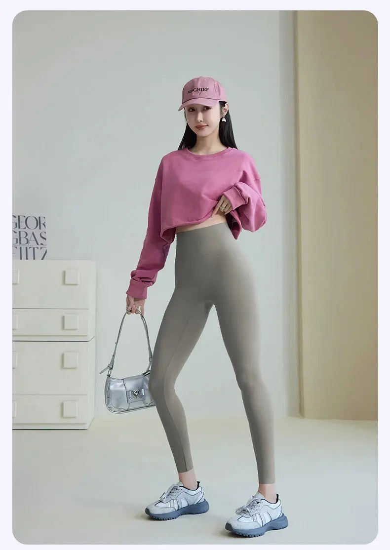 BIVIGAOS 2025 Spring Summer New Red Plum 3D Nude Feeling Nude Sharkskin Leggings Slim Women Sexy Sport Yoga Push Up Fitness Leggings MedSurgery Store For Digital Health
