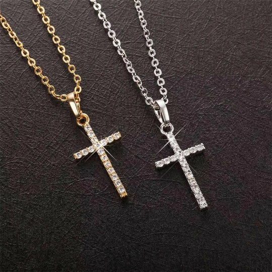Fashion Female Cross Pendants Dropshipping Gold Black Color Stainless Steel Jesus Cross Pendant Necklace Jewelry for Men/Women