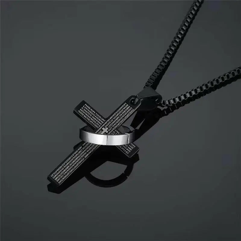 Fashion Female Cross Pendants Dropshipping Gold Black Color Stainless Steel Jesus Cross Pendant Necklace Jewelry for Men/Women