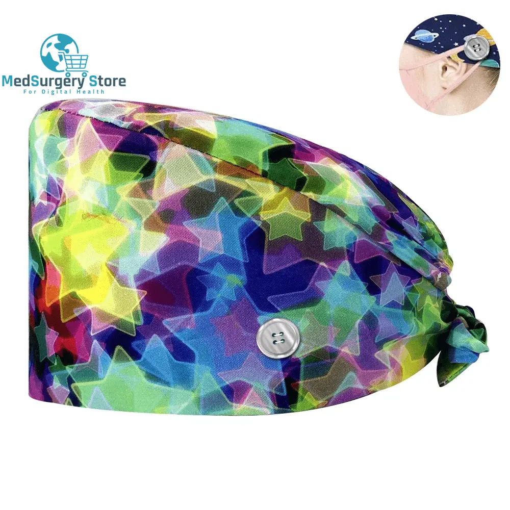 New Scrub Nurse Hat Floral Bouffant Cap Fashion Multicolor Nurse Scrub Caps Adjustable Bandage Turban Surgical Doctor Nurse Hats