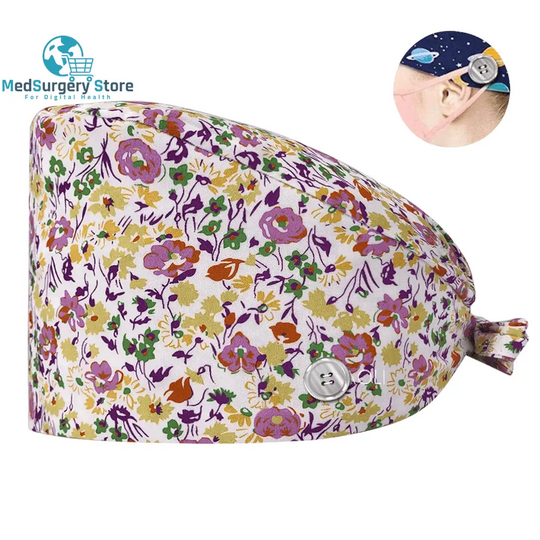 New Scrub Nurse Hat Floral Bouffant Cap Fashion Multicolor Nurse Scrub Caps Adjustable Bandage Turban Surgical Doctor Nurse Hats