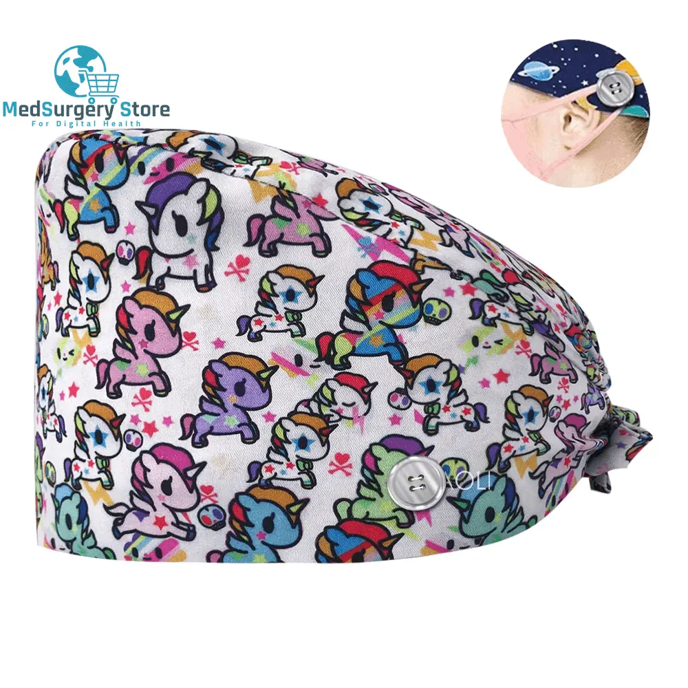 New Scrub Nurse Hat Floral Bouffant Cap Fashion Multicolor Nurse Scrub Caps Adjustable Bandage Turban Surgical Doctor Nurse Hats