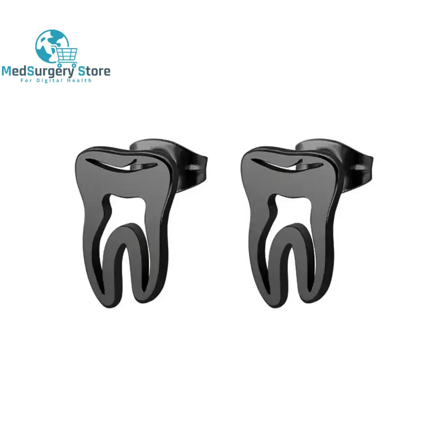 Minimalist Korean Fashion Earrings Punk Punk Stainless Steel Dentist Tooth Stud Earrings Earrings for Women Doctor Nurse Accessories Earrings