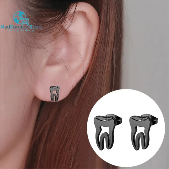 Minimalist Korean Fashion Earrings Punk Punk Stainless Steel Dentist Tooth Stud Earrings Earrings for Women Doctor Nurse Accessories Earrings