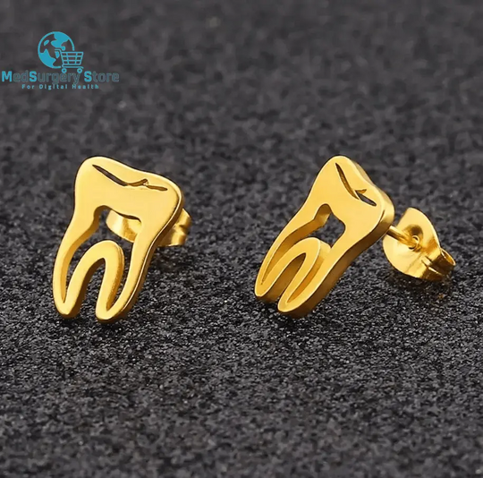 Minimalist Korean Fashion Earrings Punk Punk Stainless Steel Dentist Tooth Stud Earrings Earrings for Women Doctor Nurse Accessories Earrings