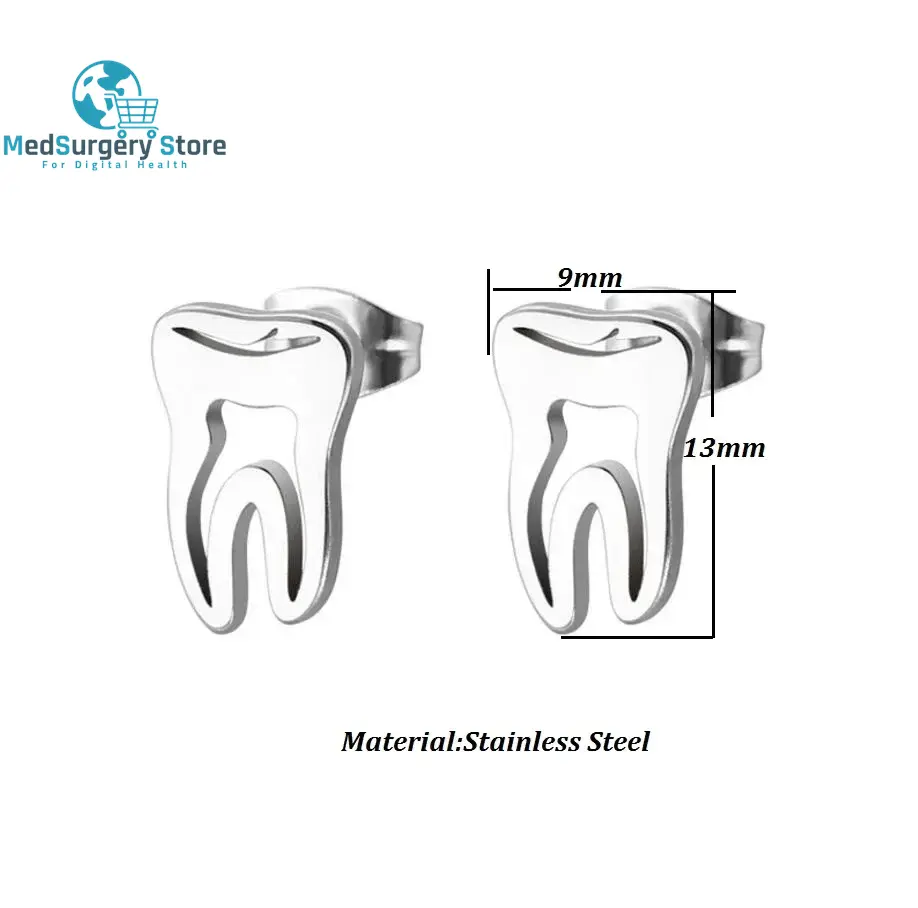 Minimalist Korean Fashion Earrings Punk Punk Stainless Steel Dentist Tooth Stud Earrings Earrings for Women Doctor Nurse Accessories Earrings