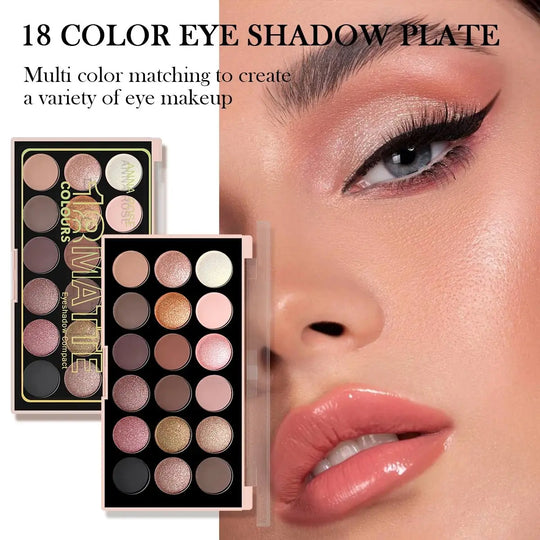 18-Color Eyeshadow Palette: Pearlescent, Matte, Fine Shimmer, Glitter, Earth Tones, Long-Lasting, High-PerformanceMedSurgery Store For Digital HealthMedSurgery Store For Digital Health1005007578990724 - E1923 - 02E1923 - 0218-Color Eyeshadow Palette: Pearlescent, Matte, Fine Shimmer, Glitter, Earth Tones, Long-Lasting, High-Performance