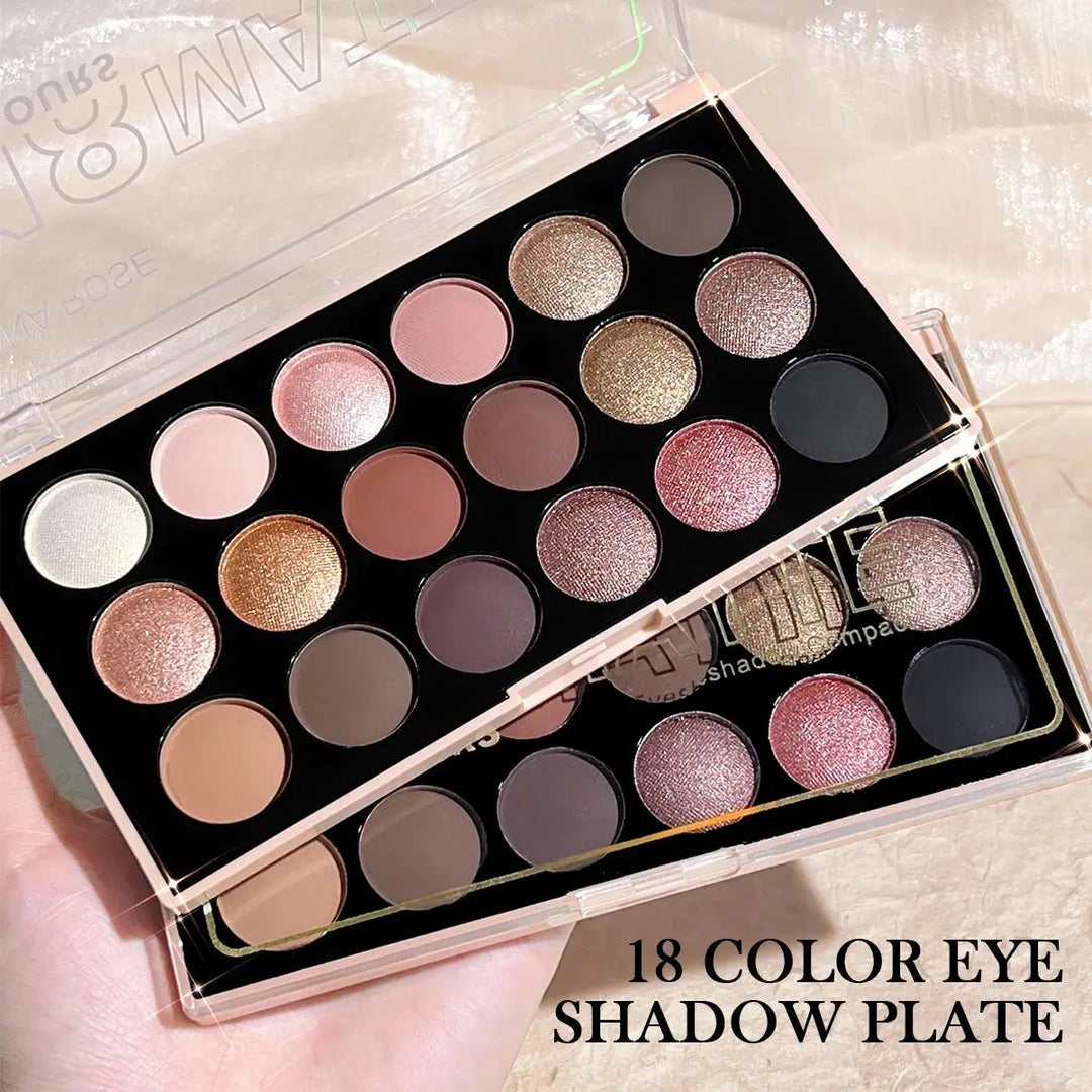 18-Color Eyeshadow Palette: Pearlescent, Matte, Fine Shimmer, Glitter, Earth Tones, Long-Lasting, High-PerformanceMedSurgery Store For Digital HealthMedSurgery Store For Digital Health1005007578990724 - E1923 - 02E1923 - 0218-Color Eyeshadow Palette: Pearlescent, Matte, Fine Shimmer, Glitter, Earth Tones, Long-Lasting, High-Performance