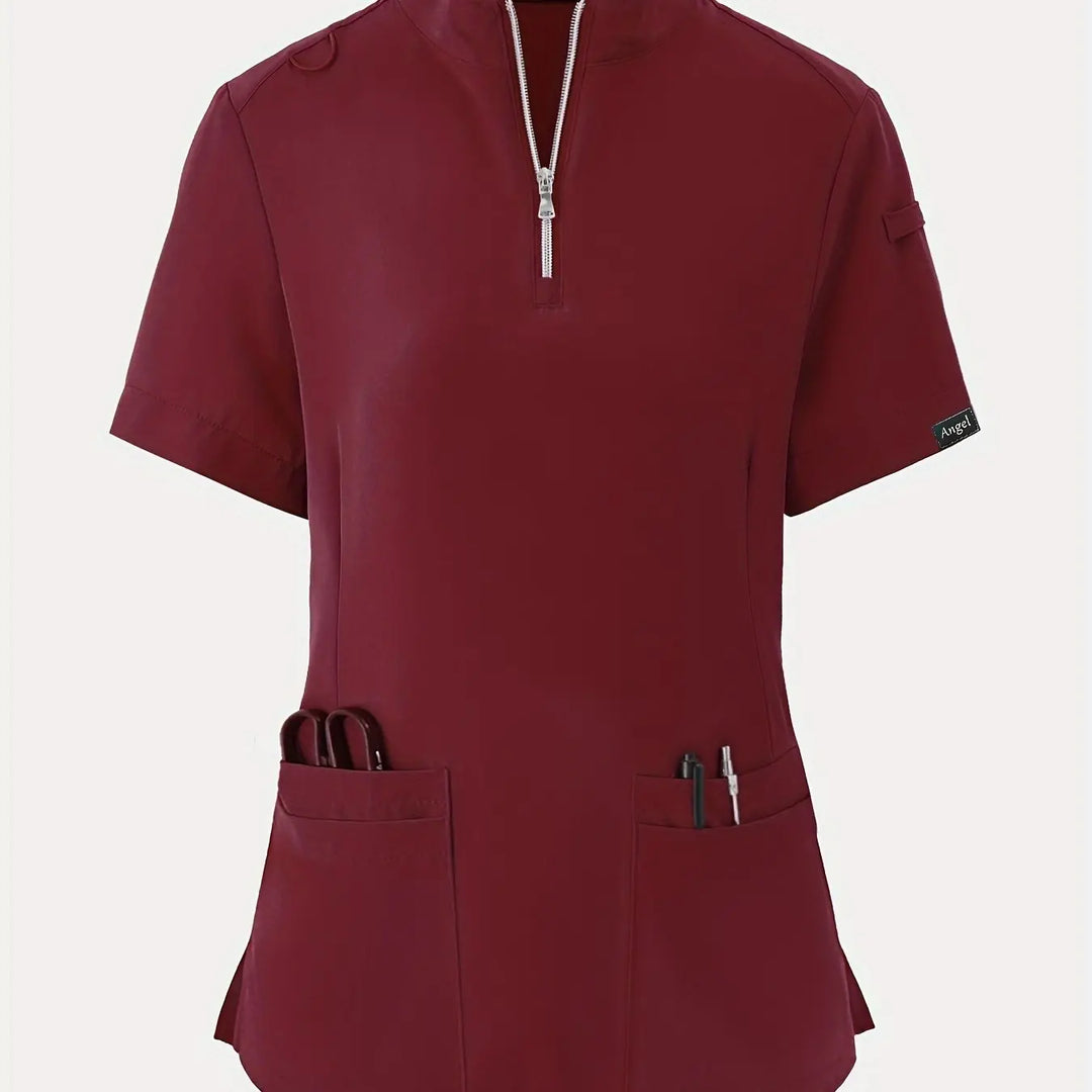 Stretchy Comfort Nurse Top - Soft, Breathable, Zipper Front, Short Sleeve, Relaxed Fit Health Care Uniform for Women - Ideal for Medical ProfessionalsMedSurgery Store For Digital HealthMedSurgery Store For Digital Health601099564070018 - Burgundy - S(4)BurgundyS(4)Stretchy Comfort Nurse Top - Soft, Breathable, Zipper Front, Short Sleeve, Relaxed Fit Health Care Uniform for Women - Ideal for Medical Professionals