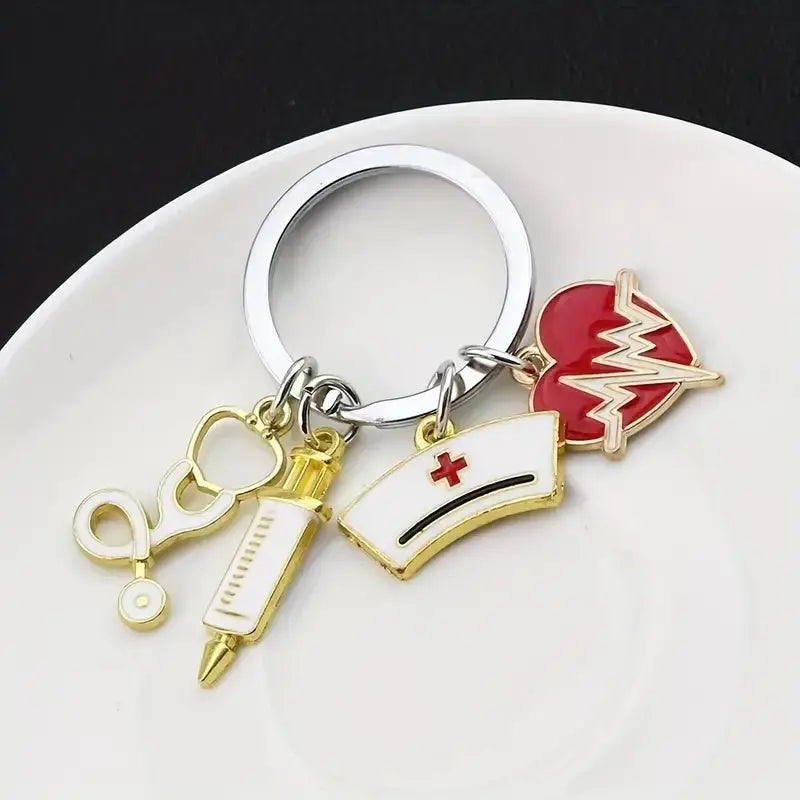 Syringe, Stethoscope, Nurse Cap, Care Key Chain For Doctor, Gift To Medical StaffMedSurgery Store For Digital HealthMedSurgery Store For Digital Health60109953535600278 - SilverySilverySyringe, Stethoscope, Nurse Cap, Care Key Chain For Doctor, Gift To Medical Staff