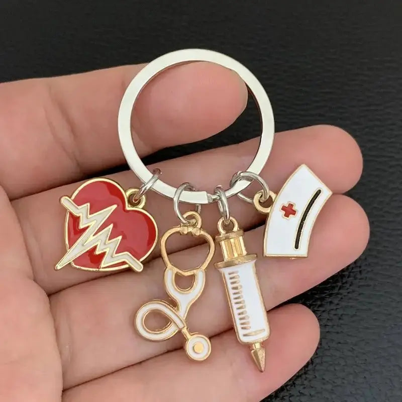 Syringe, Stethoscope, Nurse Cap, Care Key Chain For Doctor, Gift To Medical StaffMedSurgery Store For Digital HealthMedSurgery Store For Digital Health60109953535600278 - SilverySilverySyringe, Stethoscope, Nurse Cap, Care Key Chain For Doctor, Gift To Medical Staff