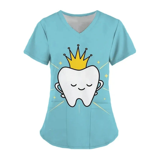 Teeth Print Exfoliating Tops For Women, Dentist Work Uniform, Women's Scrubs, Hospital Workwear, 2024dsers - fulfillment - serviceMedSurgery Store For Digital Health1005007655720100 - HSC04J202403197 - XSHSC04J202403197XTeeth Print Exfoliating Tops For Women, Dentist Work Uniform, Women's Scrubs, Hospital Workwear, 2024